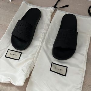 Black Gucci Rubber Slide Sandals